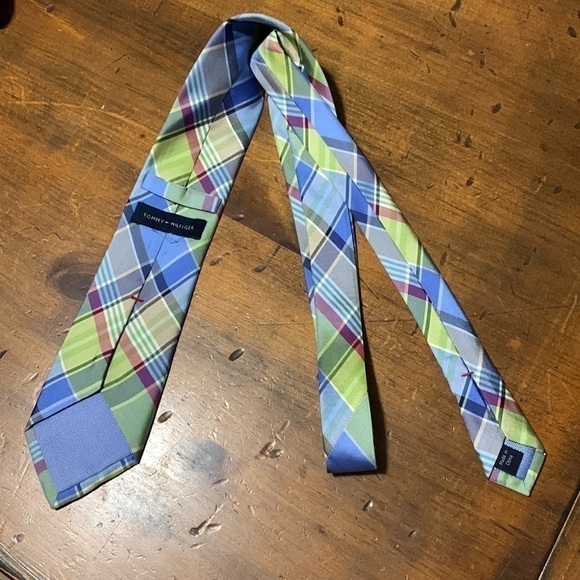 Tommy Hilfiger multicolored pastel plaid silk necktie - Picture 7 of 10